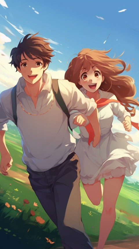 Romantic Cute Anime Couple Running Road Aesthetic (26)