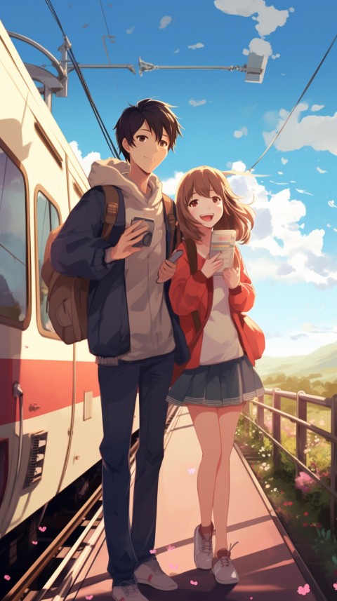 Romantic Cute Anime Couple Train Japan location (30)