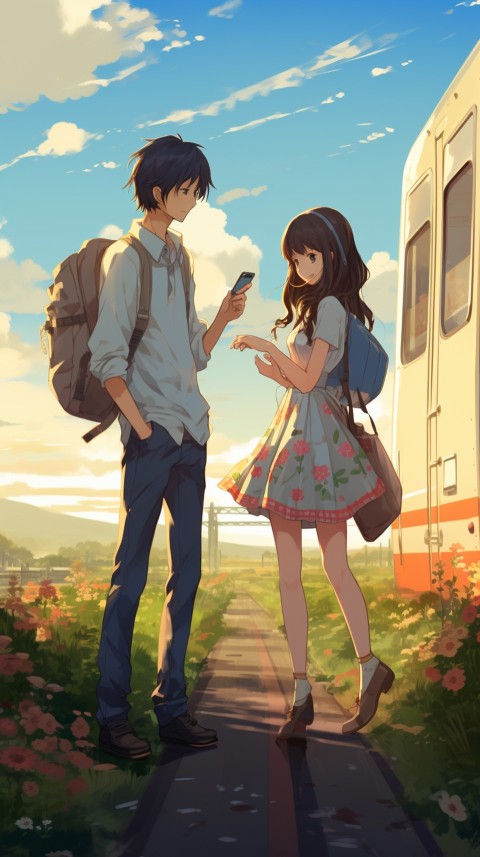 Romantic Cute Anime Couple Train Japan location (31)
