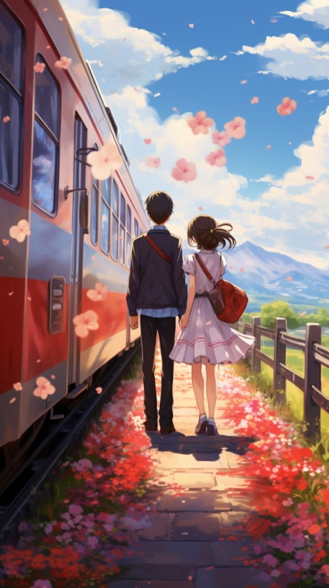 Romantic Cute Anime Couple Train Japan location (40)