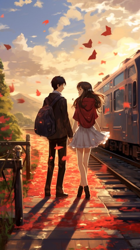Romantic Cute Anime Couple Train Japan location (21)