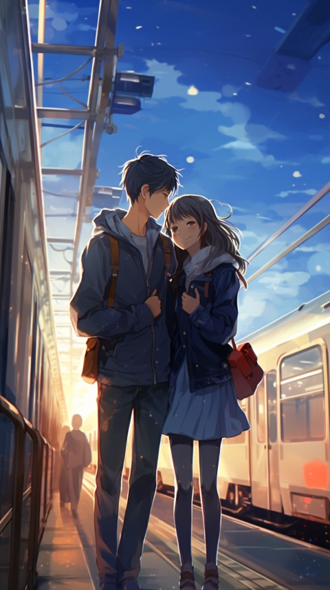 Romantic Cute Anime Couple Train Japan location (1)