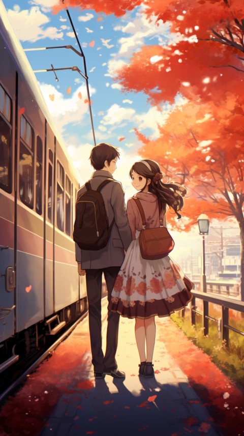 Romantic Cute Anime Couple Train Japan location (37)