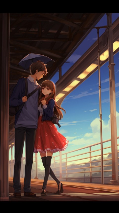 Romantic Cute Anime Couple Train Japan location (52)