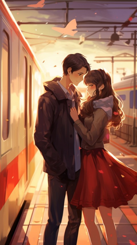 Romantic Cute Anime Couple Train Japan location (56)