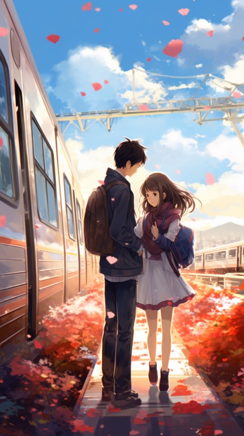 Romantic Cute Anime Couple Train Japan location (46)