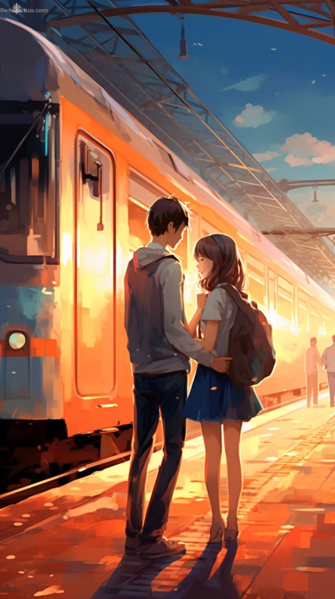 Romantic Cute Anime Couple Train Japan location (49)