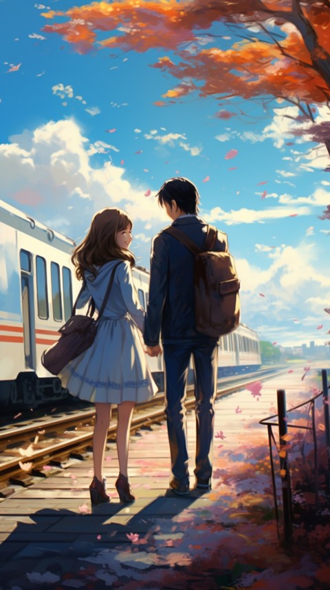 Romantic Cute Anime Couple Train Japan location (41)