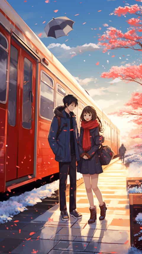 Romantic Cute Anime Couple Train Japan location (59)