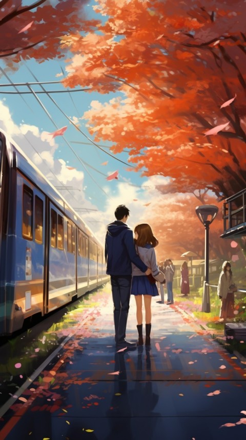 Romantic Cute Anime Couple Train Japan location (48)