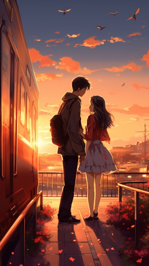 Romantic Cute Anime Couple Train Japan location (60)