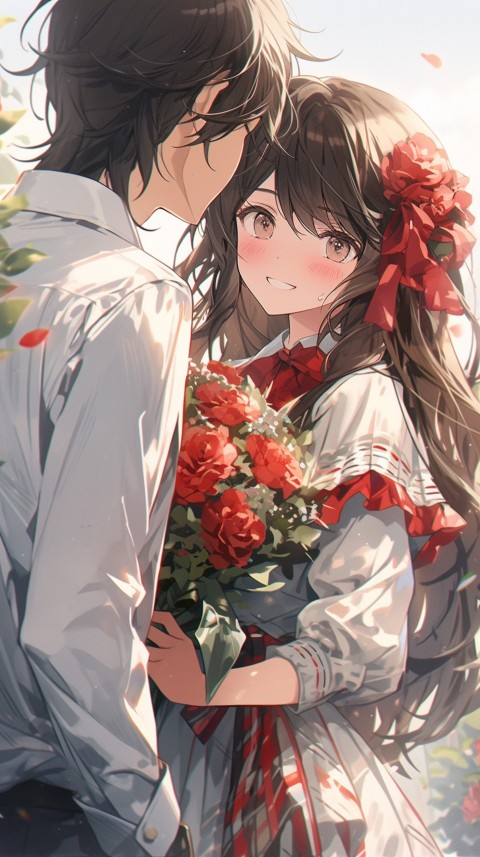 School Anime Couple Aesthetic Romantic Love Rose Flower (6)