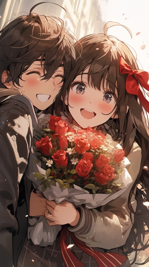 School Anime Couple Aesthetic Romantic Love Rose Flower (9)