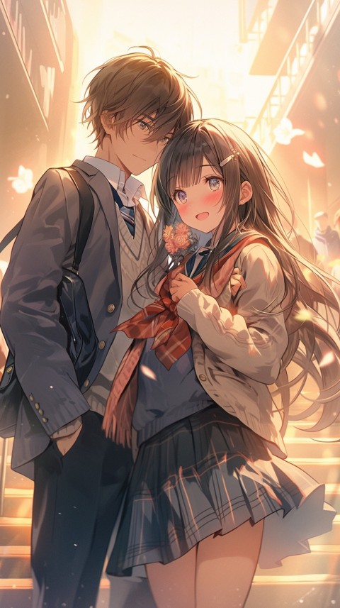 School Anime Couple Aesthetic Romantic Love Rose Flower (14)