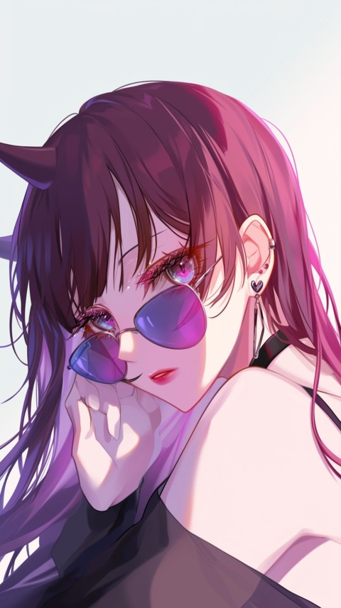 Cute Anime Girl Wearing Sunglasses Aesthetic (13)
