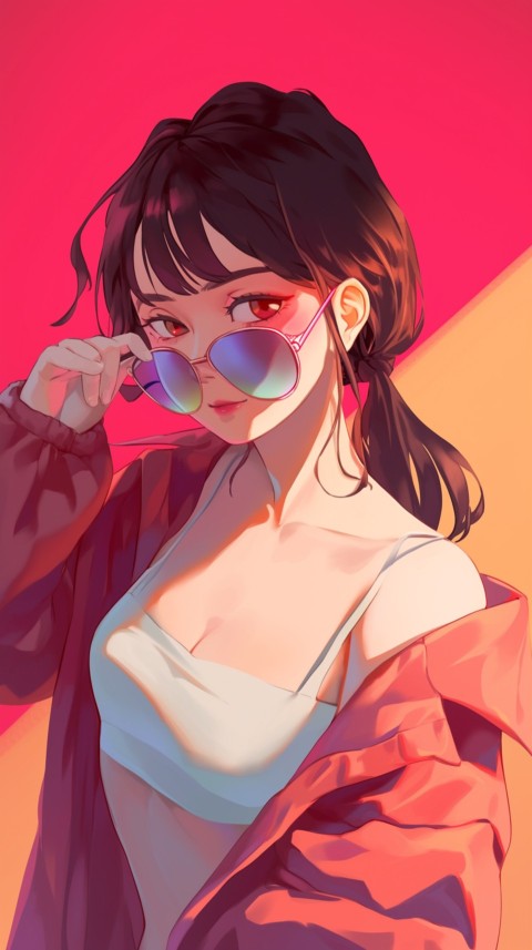 Cute Anime Girl Wearing Sunglasses Aesthetic (15)