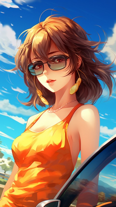 Cute Anime Girl Wearing Sunglasses Aesthetic (1)