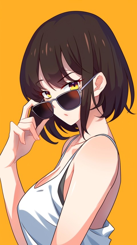 Cute Anime Girl Wearing Sunglasses Aesthetic (21)
