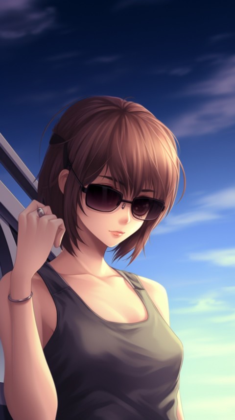 Cute Anime Girl Wearing Sunglasses Aesthetic (40)