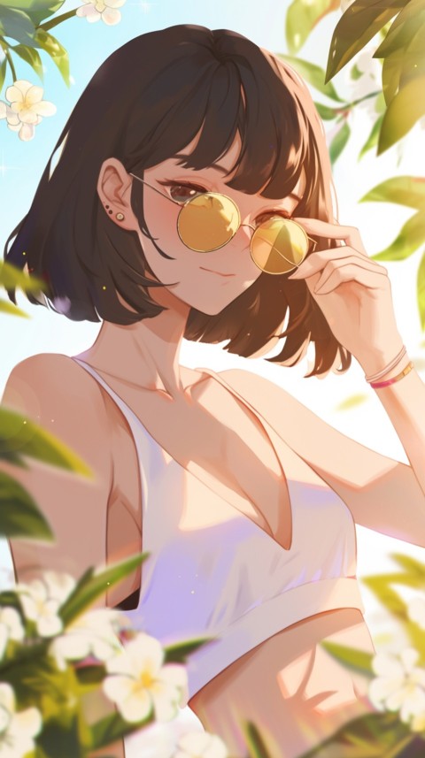 Cute Anime Girl Wearing Sunglasses Aesthetic (23)