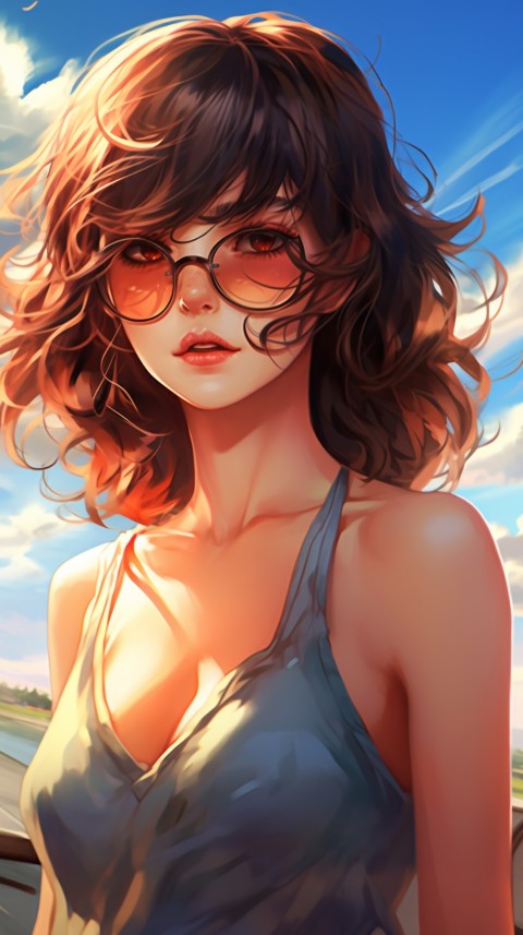 Cute Anime Girl Wearing Sunglasses Aesthetic (48)