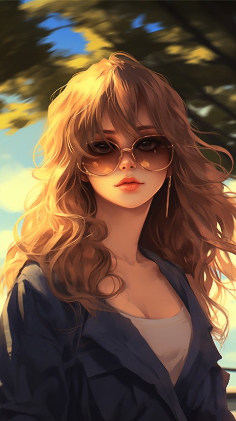 Cute Anime Girl Wearing Sunglasses Aesthetic (59)