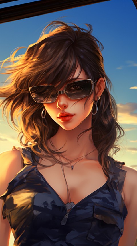 Cute Anime Girl Wearing Sunglasses Aesthetic (43)
