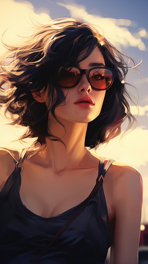 Cute Anime Girl Wearing Sunglasses Aesthetic (42)