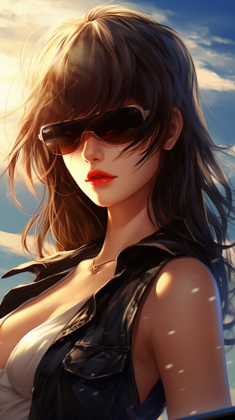 Cute Anime Girl Wearing Sunglasses Aesthetic (94)