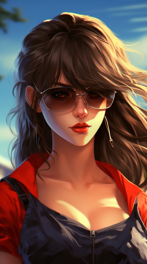 Cute Anime Girl Wearing Sunglasses Aesthetic (88)