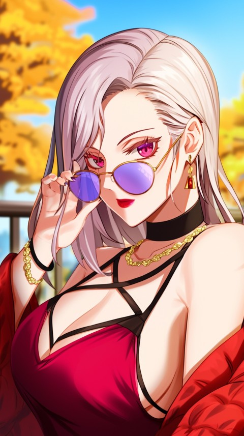 Cute Anime Girl Wearing Sunglasses Aesthetic (99)