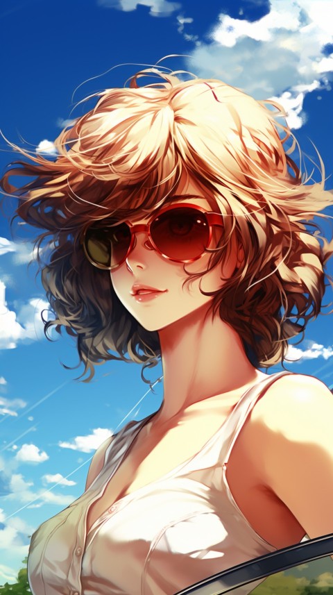 Cute Anime Girl Wearing Sunglasses Aesthetic (95)