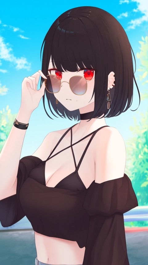 Cute Anime Girl Wearing Sunglasses Aesthetic (96)