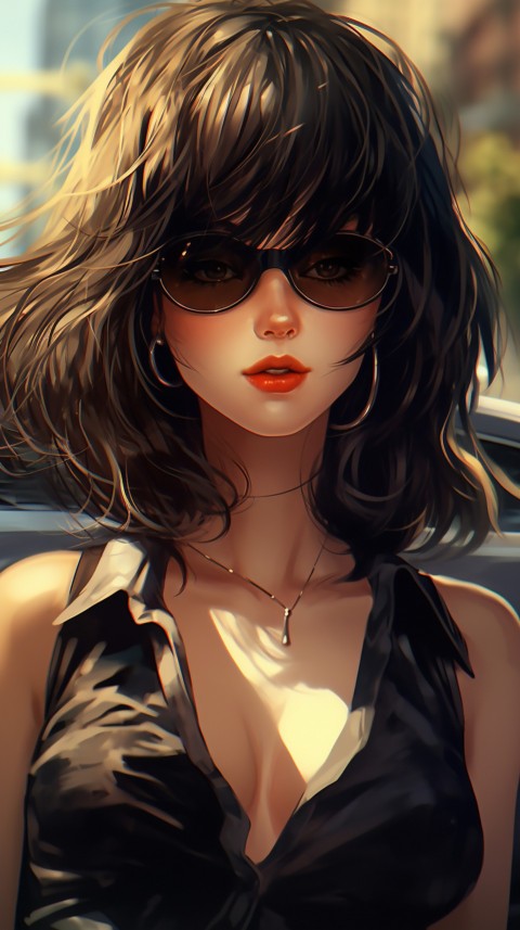 Cute Anime Girl Wearing Sunglasses Aesthetic (57)