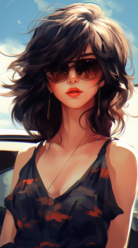 Cute Anime Girl Wearing Sunglasses Aesthetic (54)