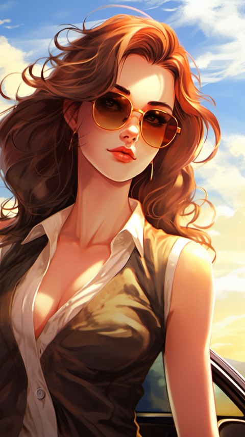 Cute Anime Girl Wearing Sunglasses Aesthetic (113)