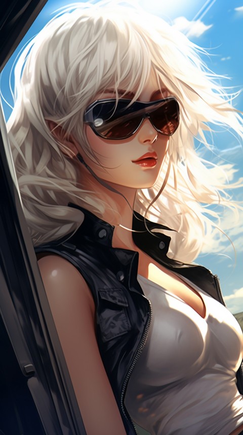 Cute Anime Girl Wearing Sunglasses Aesthetic (114)