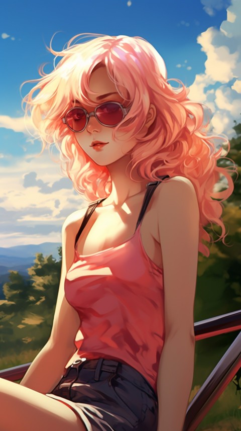 Cute Anime Girl Wearing Sunglasses Aesthetic (134)