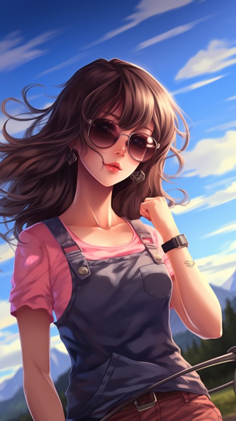 Cute Anime Girl Wearing Sunglasses Aesthetic (130)