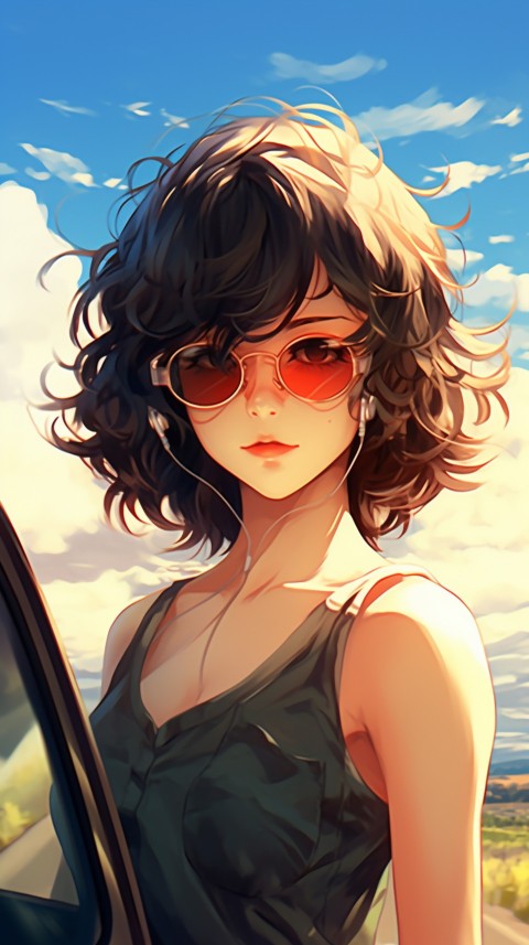 Cute Anime Girl Wearing Sunglasses Aesthetic (124)