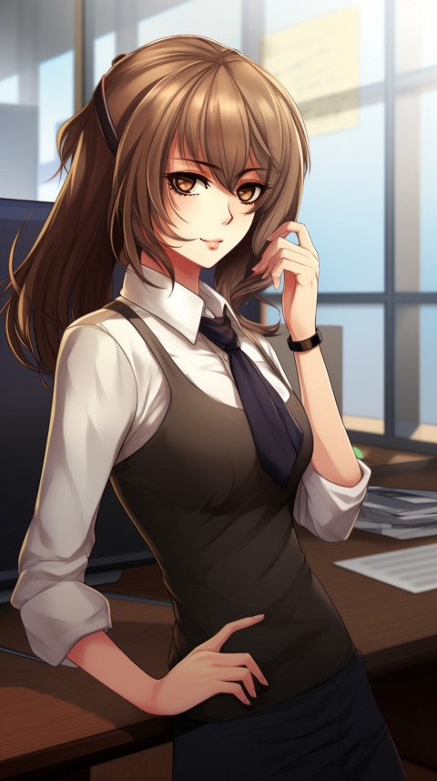Cute Anime Office Work Girl  (2)