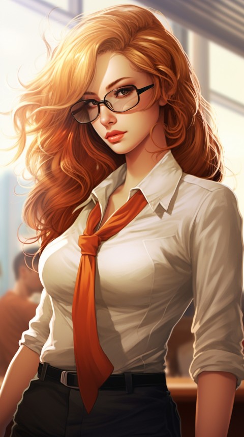 Cute Anime Office Work Girl  (65)