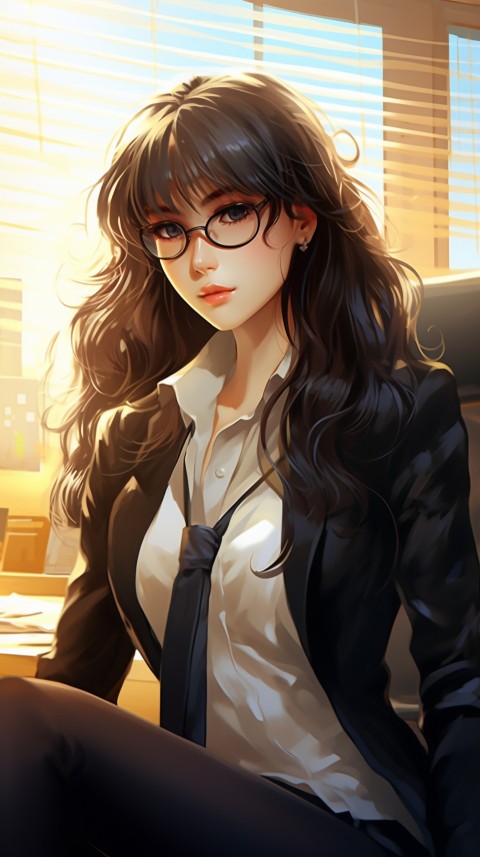 Cute Anime Office Work Girl  (78)