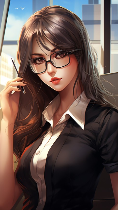 Cute Anime Office Work Girl  (87)