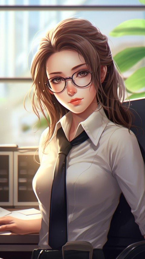 Cute Anime Office Work Girl  (90)