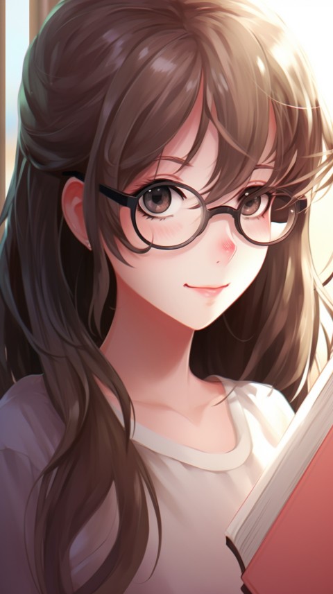 Cute anime Office Work girl With Book  (1)