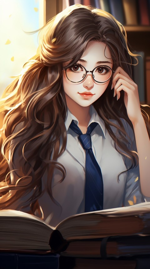 Cute anime Office Work girl With Book  (17)