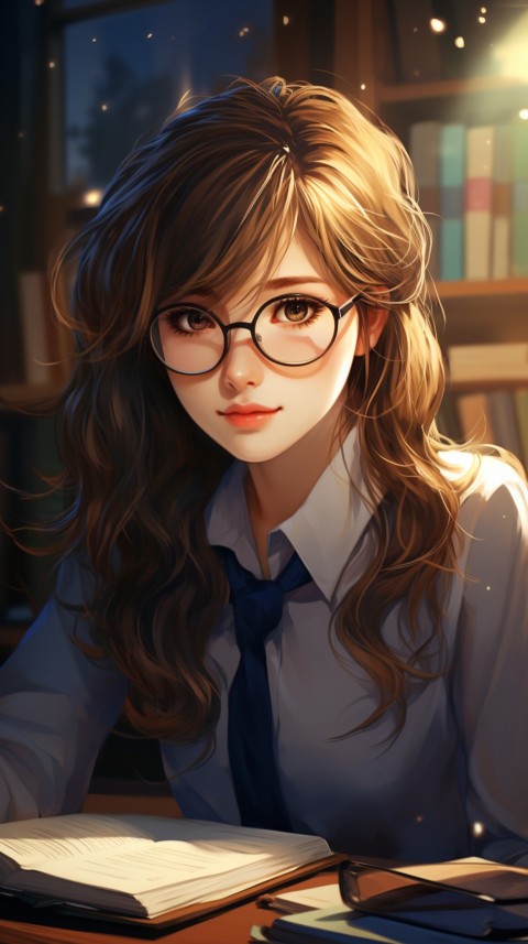 Cute anime Office Work girl With Book  (18)