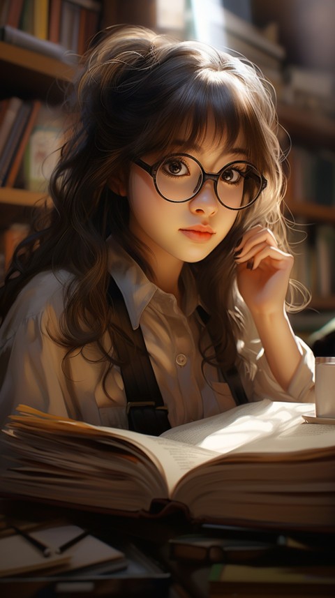 Cute anime Office Work girl With Book  (19)
