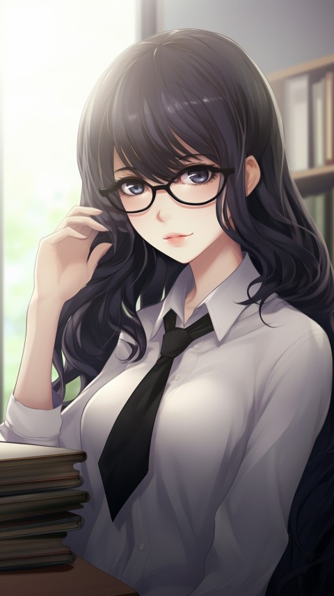 Cute anime Office Work girl With Book  (7)